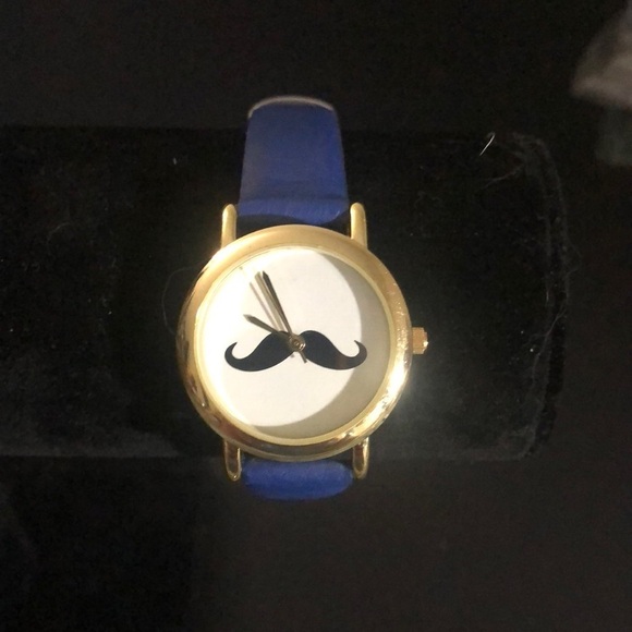 unknown Other - Mustache watch in blue and gold